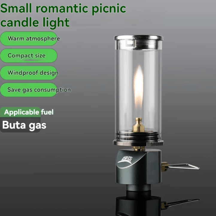 BRS-55 Windproof Gas Camping Lantern – Dreamlike Candlelight Camping Lamp for Tent Lighting & Outdoor Adventures