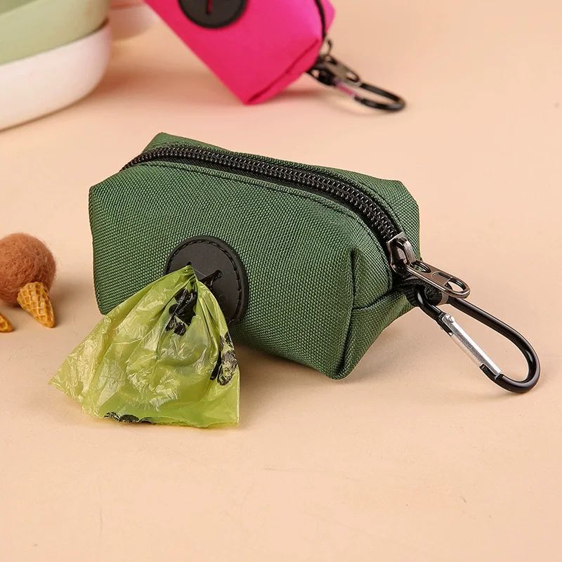 Canvas dog poop bag holder with Carabiner Clip - Durable poop bag dispenser for On-the-Go Walks