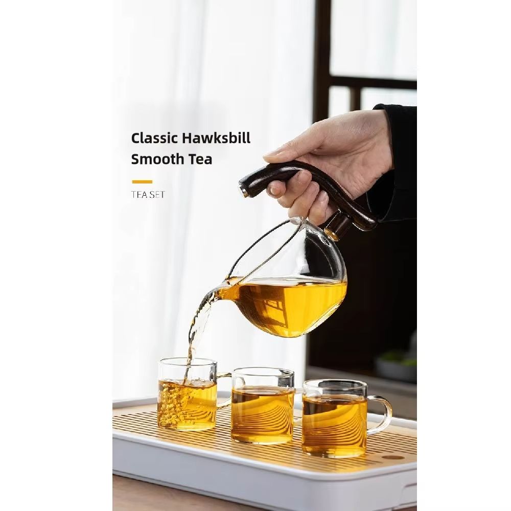 Lazy Kung Fu Magnetic Drip Teapot Set – Heat-Resistant Glass Semi-Automatic Tea Set