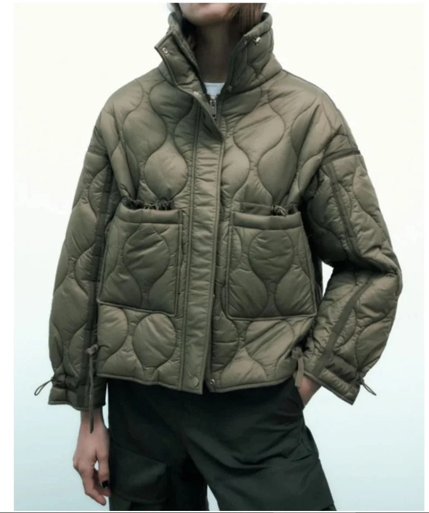 ETJ Womens Quilted Jacket with Adjustable Ties