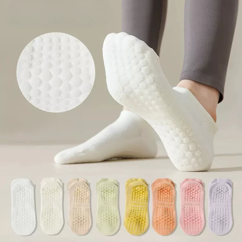 Cotton Yoga Socks Women, Mesh Breathable Non-Slip Gym Pilates Socks for Fitness & Dance