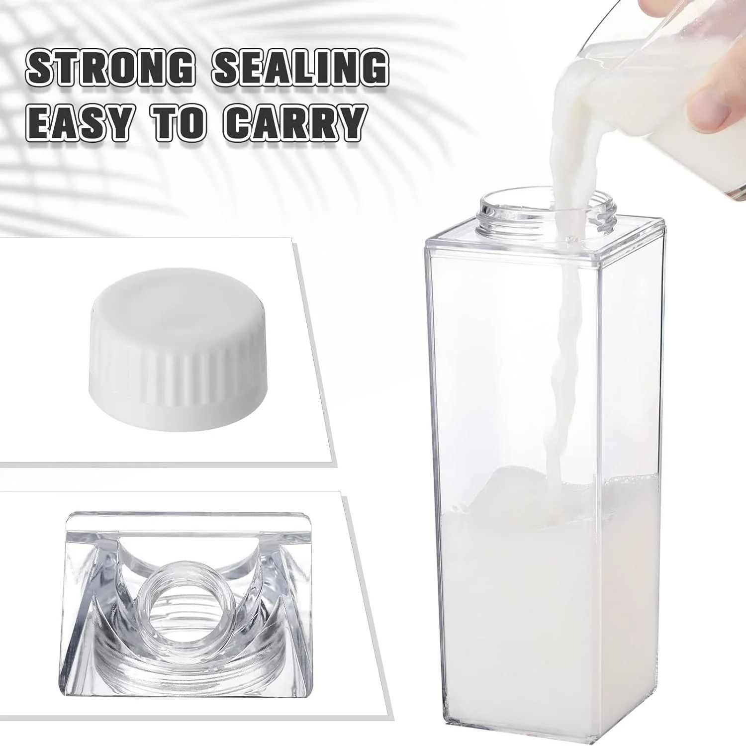 Transparent Square Milk Carton Water Bottle Set