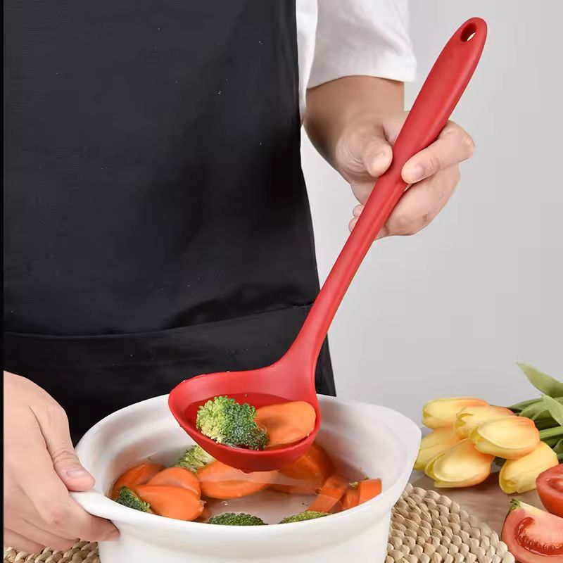 Silicone Flex-Handle Ladle – Heat-Resistant Non-Stick Soup & Sauce Spoon