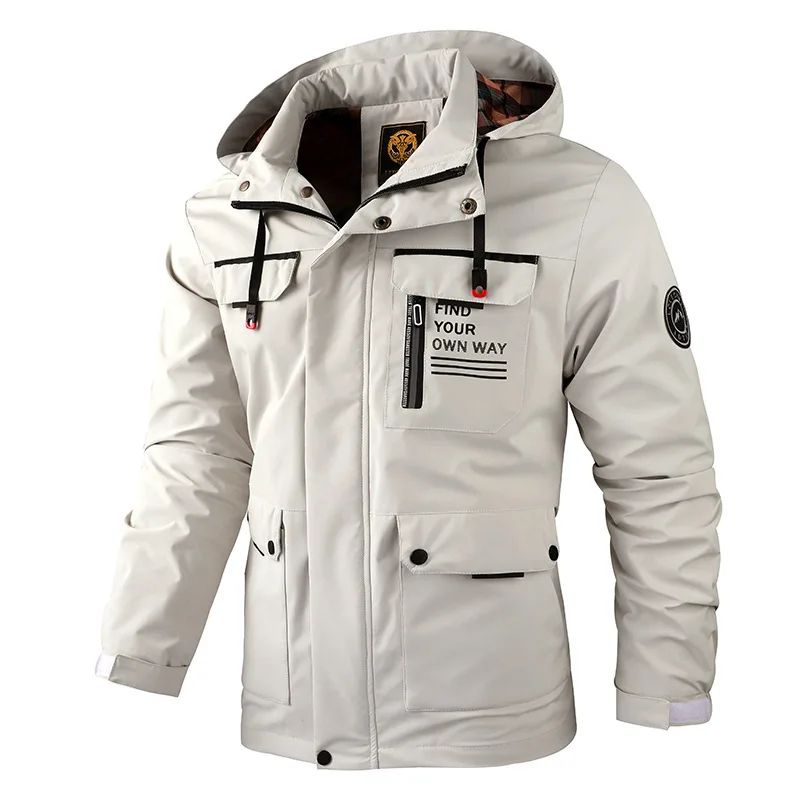 Mens Casual Waterproof Windbreaker Hooded Soft Shell Winter Jacket