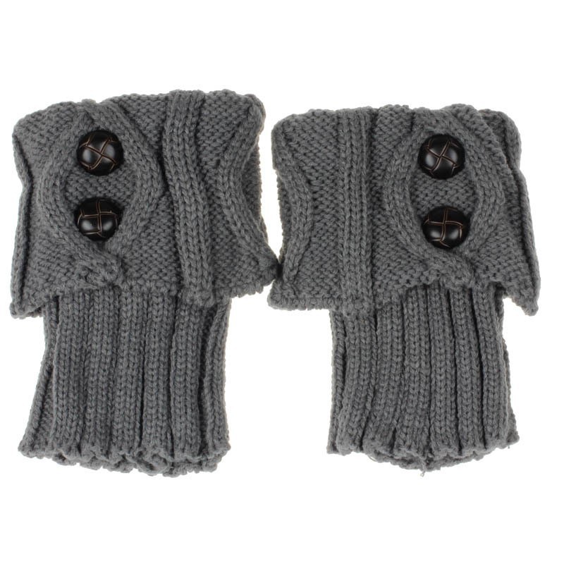 Autumn Winter Women's Knitted Wool Socks with Buttons, Fashion Boot Cover Leg Warmers & Foot Warmer