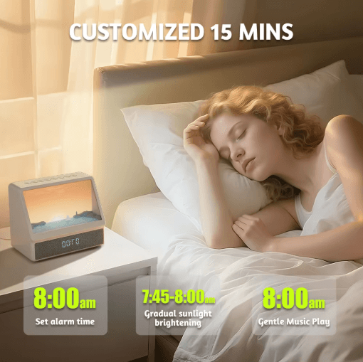 Bluetooth Sunrise Alarm Clock Light Dimmable Wake Up Lamp with White Noise and 12 Soothing Sounds