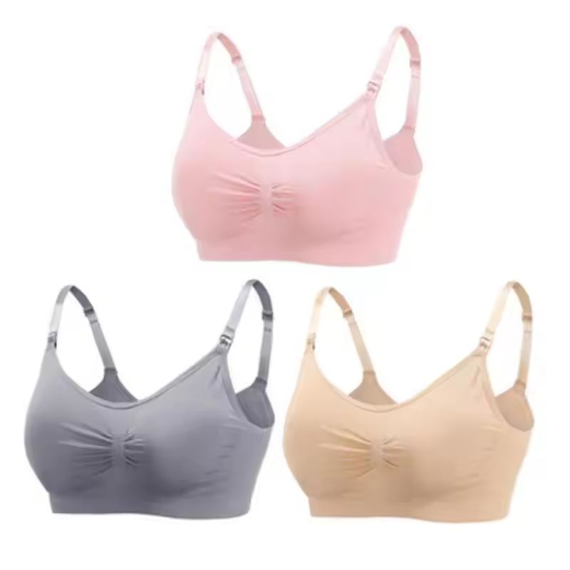 3pcs Maternity Nursing Bras Seamless Cotton Breastfeeding Underwear