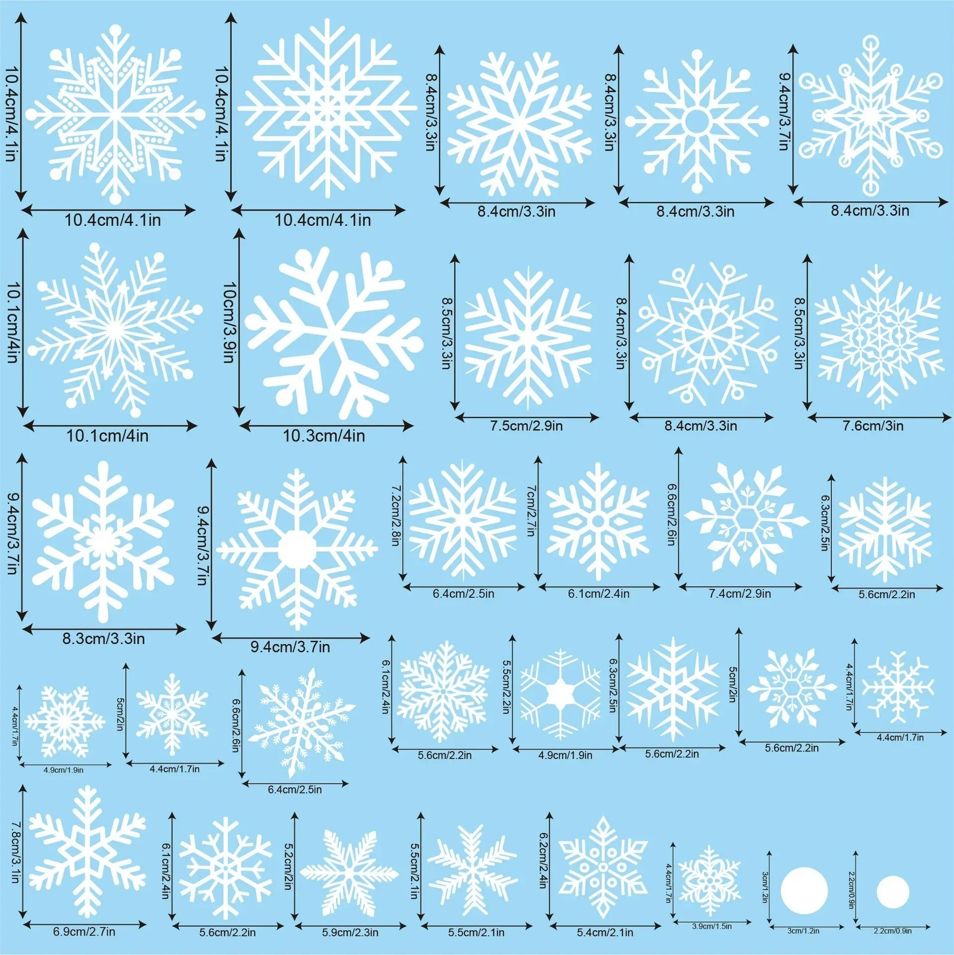 2026 Winter Wonderland Snowflake Window Decals | White Christmas Wall Sticker Set