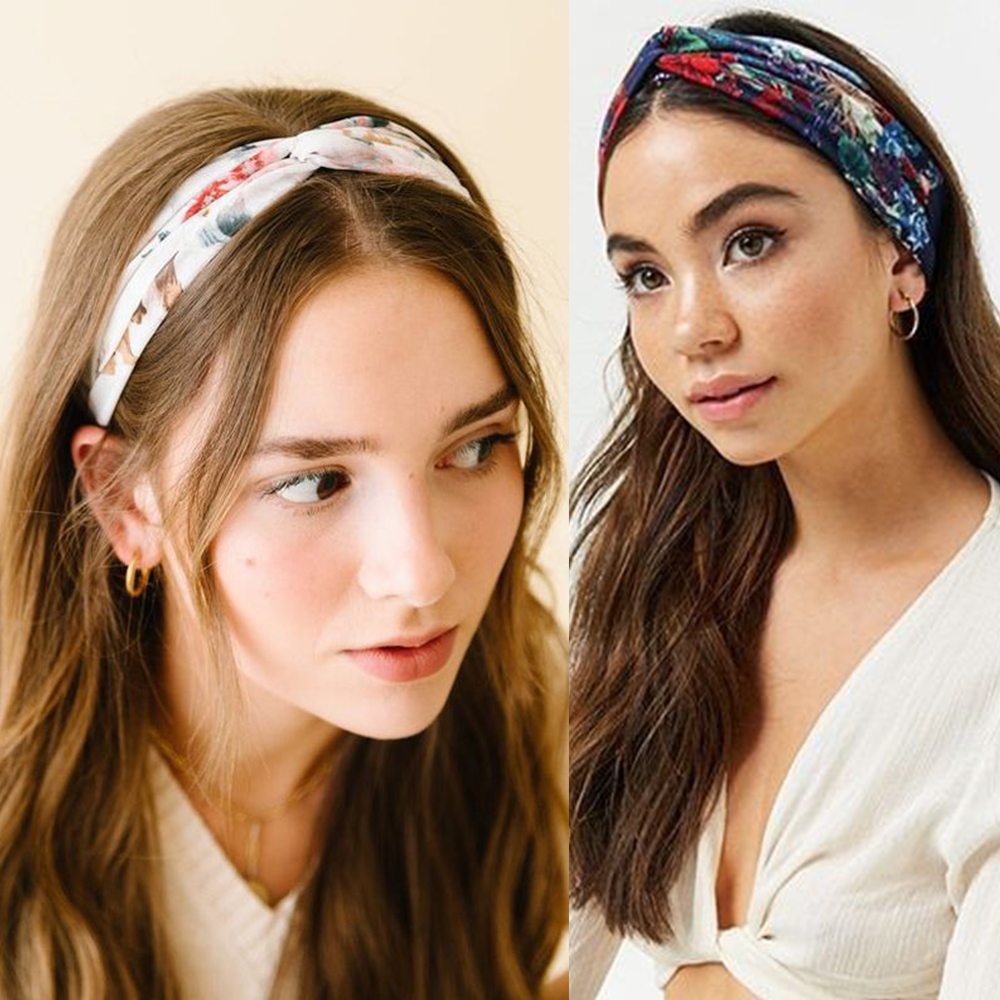 Bohemian Hair Bands for Women and Girls, Vintage Print Headbands, Cross Turban Hair Accessories