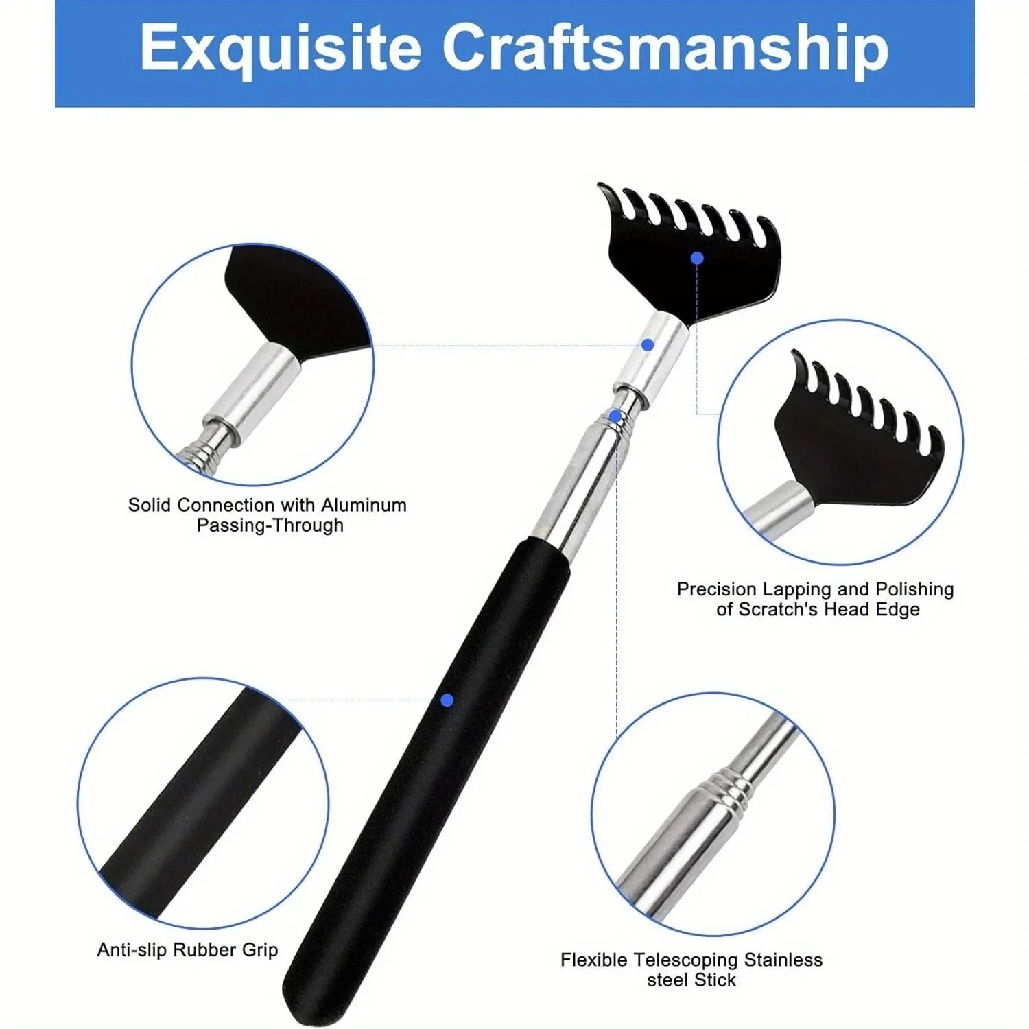 Telescopic Stainless Steel Back Scratcher – Premium Extendable Massage Tool