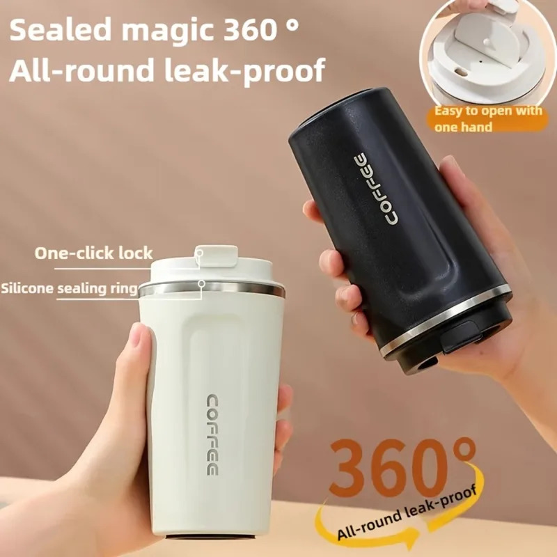 Stainless Steel Thermos Travel Cup, Durable Vacuum Insulated Coffee Mug, Leak Proof Matte Double Wall