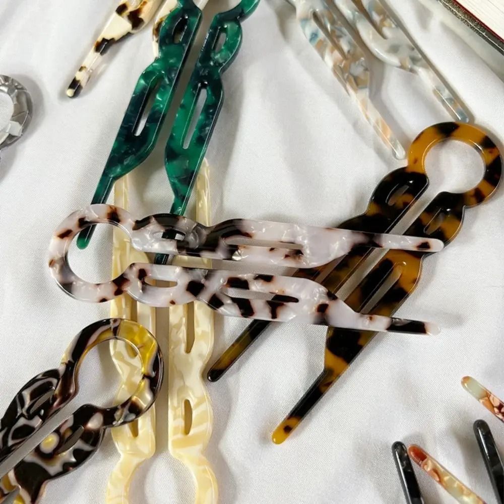 U-Shaped Acetate Hair Stick and Professional Bun Clip