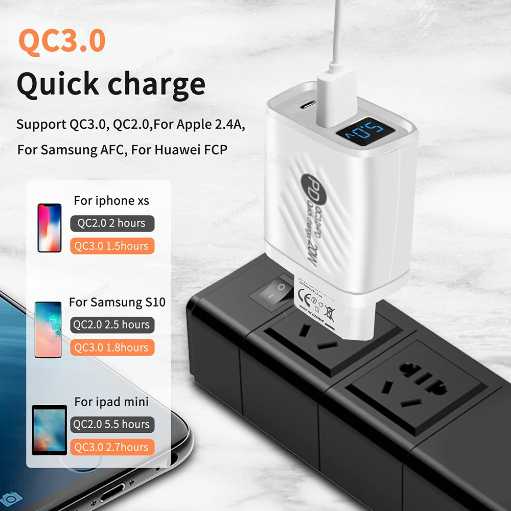 USB C Charger Quick Charge PD Fast Charging Phone Adapter Wall Charger
