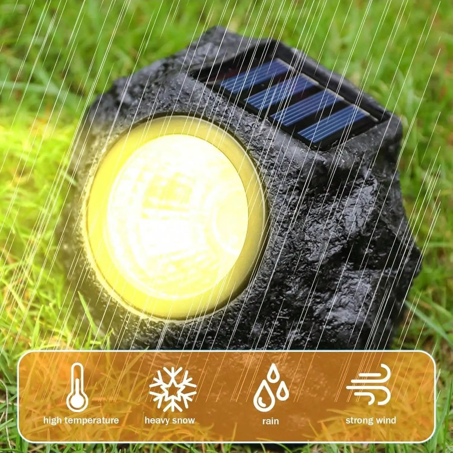 Solar LED Stone Light, Waterproof Outdoor Landscape Spotlights, Garden Lamp Waterproof Solar Lawn Lamps