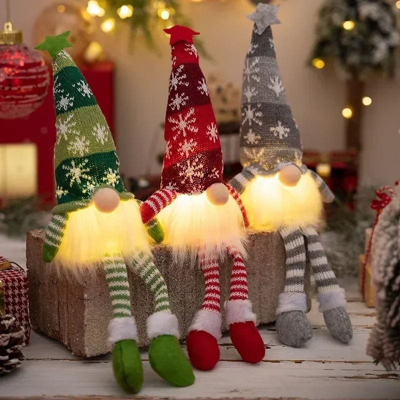 Christmas LED Gnome Ornaments Plush Faceless Doll Decorations