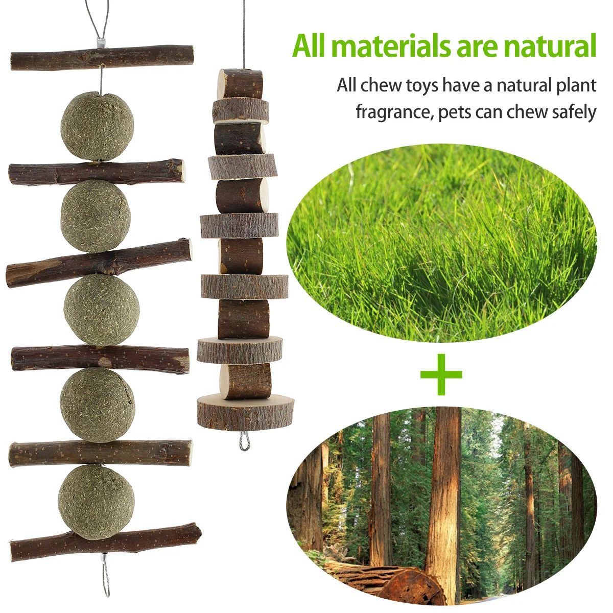 Natural Wooden Small Pet Chew Toy Set