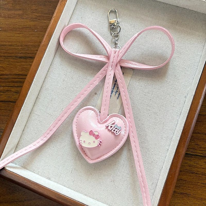 Cute Cartoon Kitten Plush Keychain – Heart Shaped PP Cotton Backpack & Car Hanging Pendant Gift