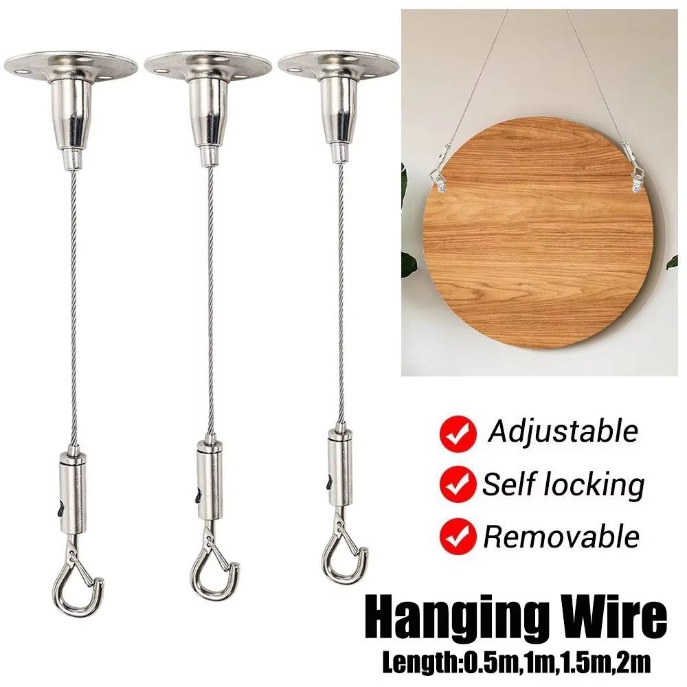 Adjustable Stainless Steel Suspension Wire Rope Lanyard Kit 1.6–6.6ft Retractable Locking Cable