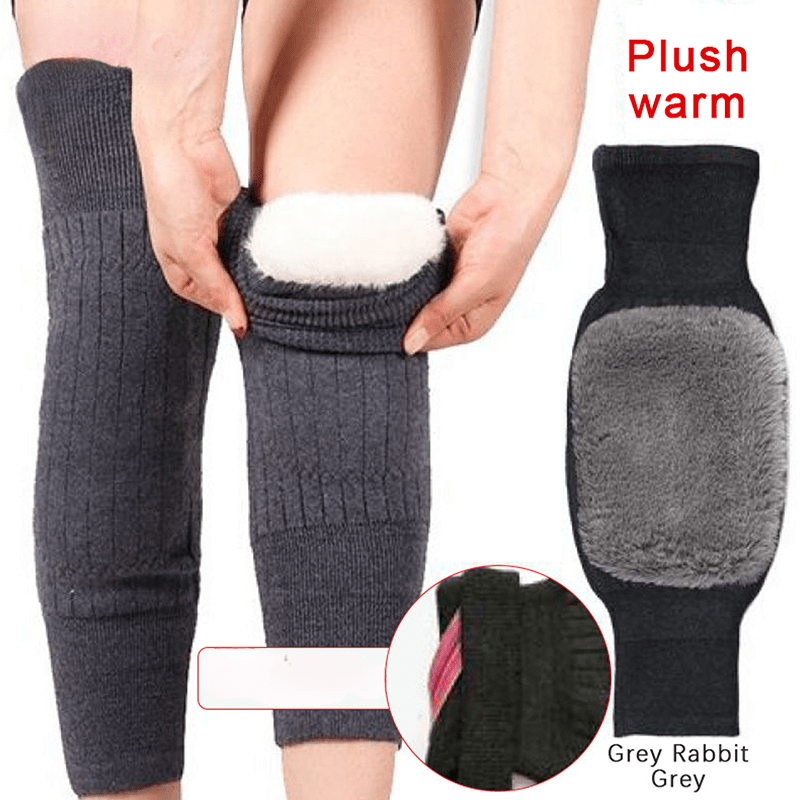 Winter Warm Knee Pads with Plush Thermal Leg Warmers – Non-Slip Cold-Proof Knee Brace for Skiing, Cycling, Hiking