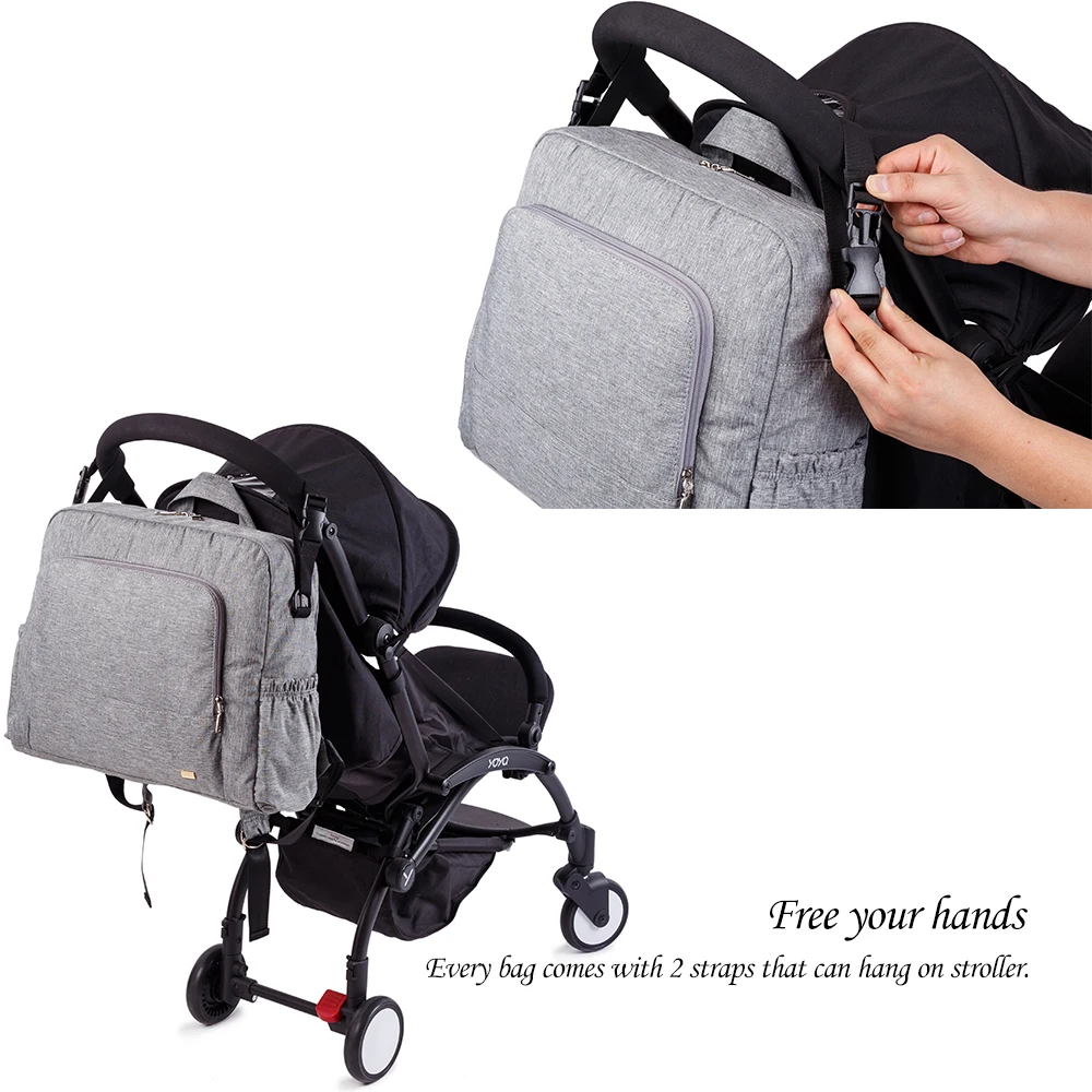 Stylish Solid Diaper Bag, Waterproof Multi-functional Nursing Backpack, Large Baby Changing Bag