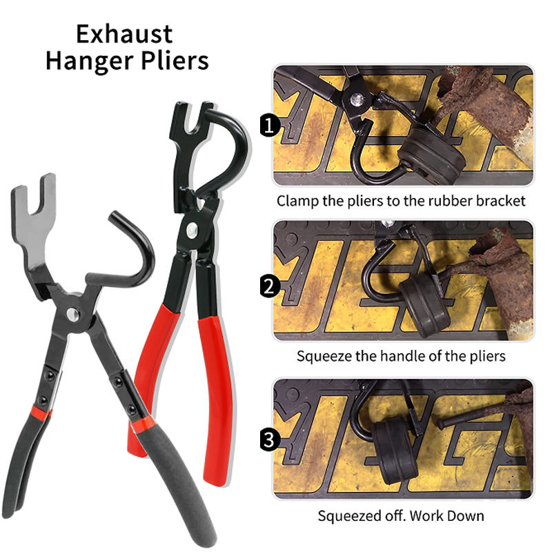 Exhaust Pipe Gasket Removal Plier, Car Exhaust Hanger Puller Tool, Rubber Pad Pliers, Anti Slip Handle Automotive Tool