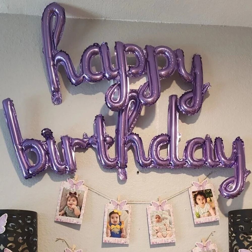 2-Piece Pink & Purple Happy Birthday Foil Balloon Set