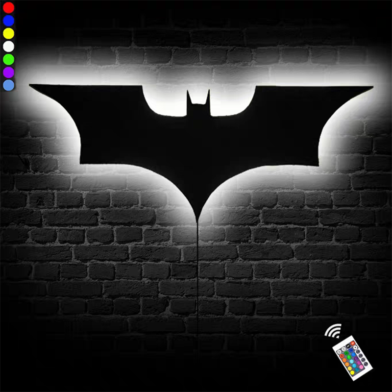 Remote Control Color Night Light, Modern Creative Wooden Background Wall Decorative Wall Lamp