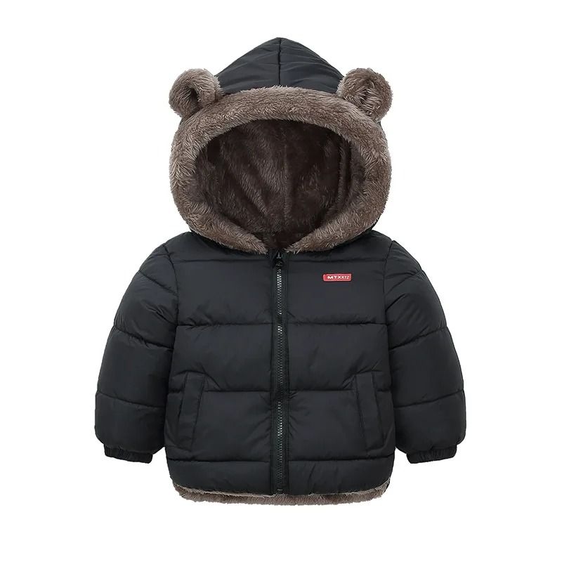 Childrens Thick Fleece Hooded Jacket - Winter Cashmere Padded Outerwear