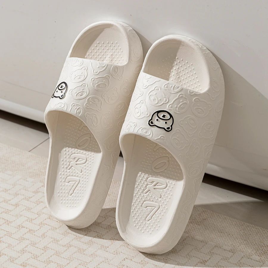BearBuddy Cute Bear Print Non Slip EVA Bathroom Slides for Women and Men