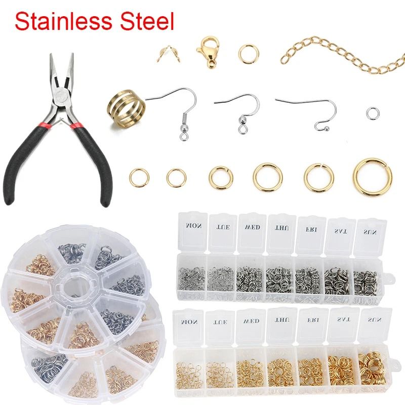 Jewelry Making Kit with Stainless Steel Jump Rings Clasps and Earring Hooks