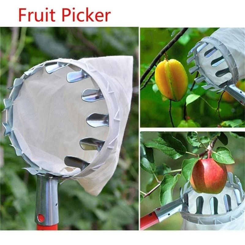 Heavy-Duty Metal Fruit Picker – Professional High-Tree Harvest Tool