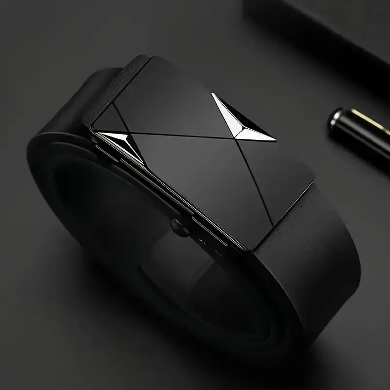 Mens Classic Leather Style Belt With Automatic Buckle