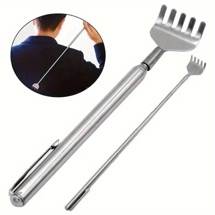 Telescopic Stainless Steel Back Scratcher Extendable Portable Arm and Back Itch Relief Tool for Men and Women