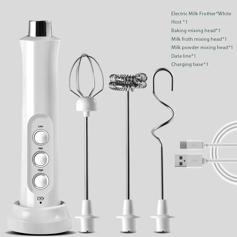 3 in 1 Rechargeable Electric Milk Frother Handheld Coffee Mixer