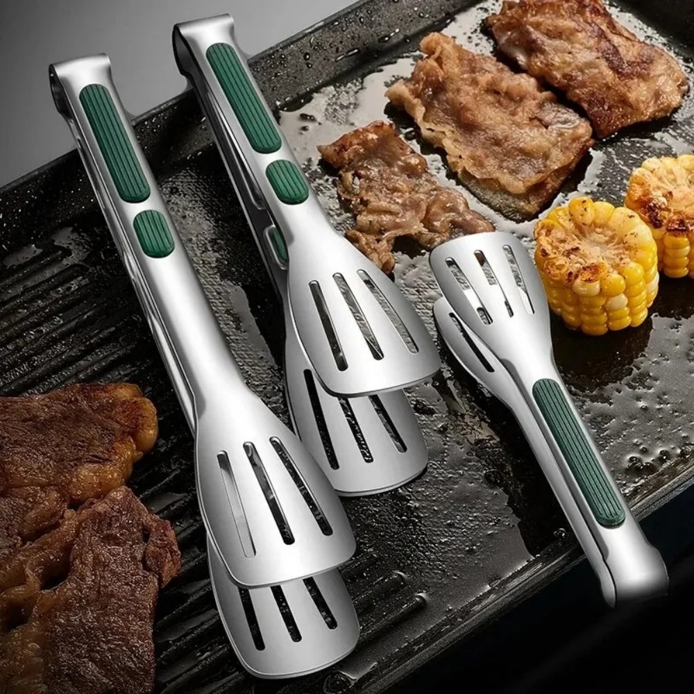 BBQ Grill Food Tong Stainless Steel Salad Bread Clip Buffet Clamp Non-slip