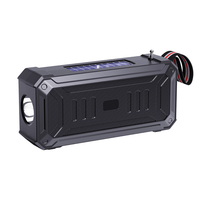 Solar Wireless Bluetooth Speaker with Flashlight Dual Solar Power, Rechargeable MP3 Player & FM Radio