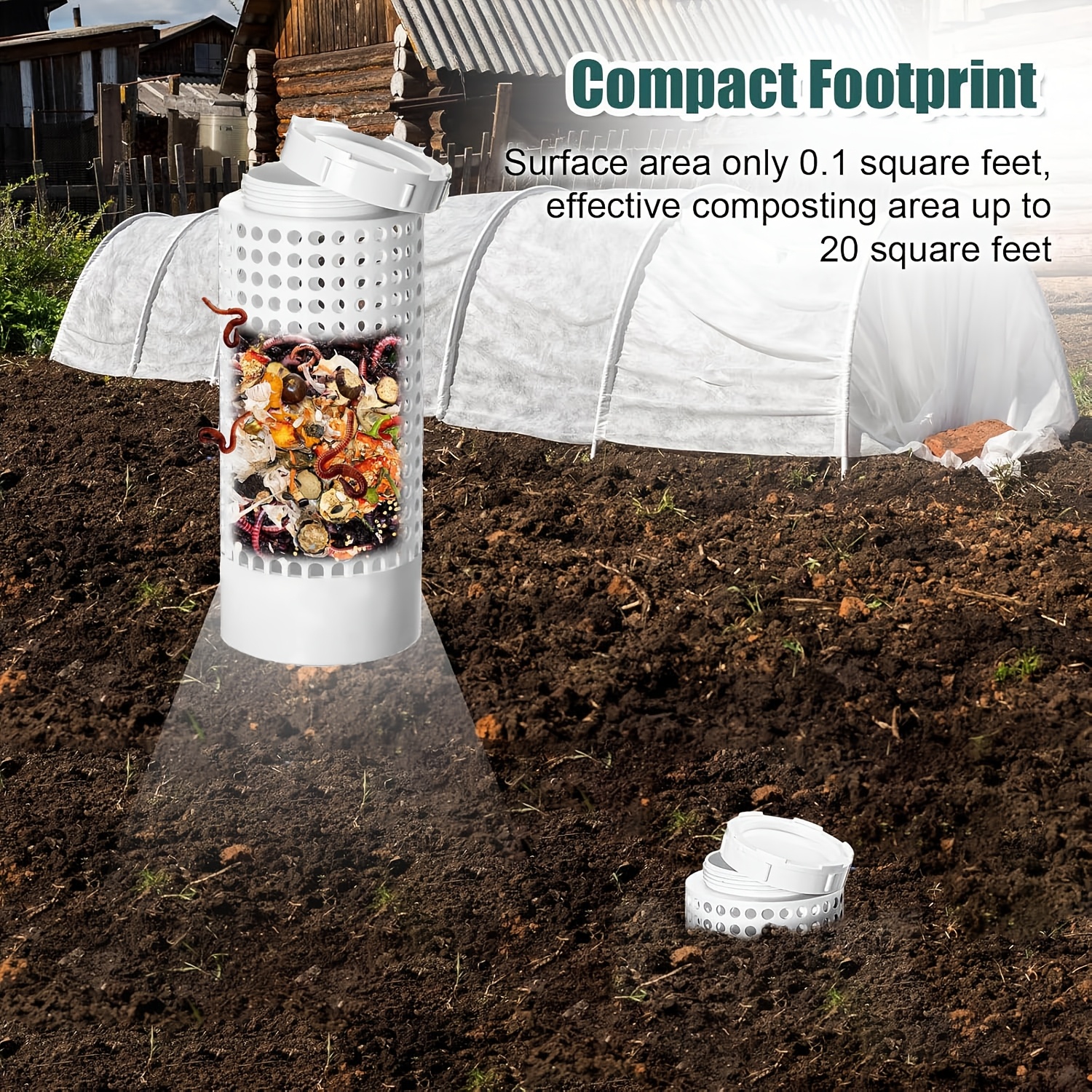 Space Saving PVC Worm Tea Composter Tube for Small Flower Pots and Garden Worm Composting Bin for Lawn and Garden Care