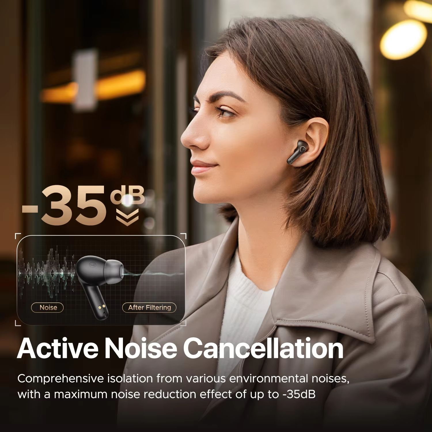 SoundPEATS T3 Pro Wireless Earbuds with Active Noise Cancelling and Multipoint Bluetooth