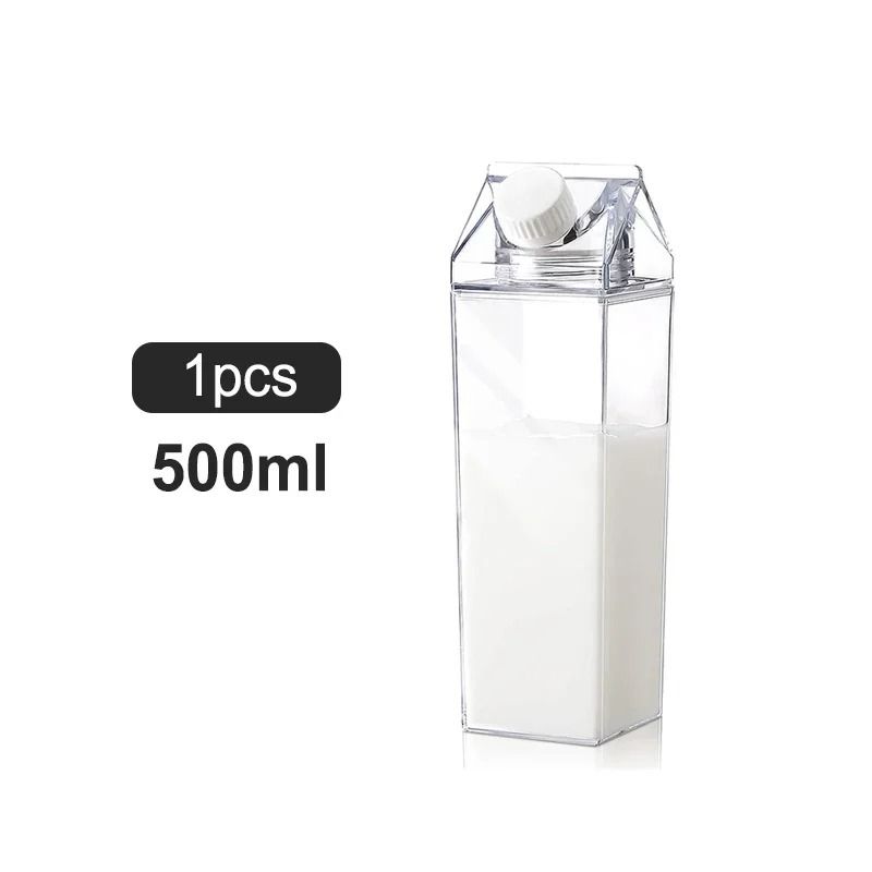 Transparent Square Milk Carton Water Bottle Set