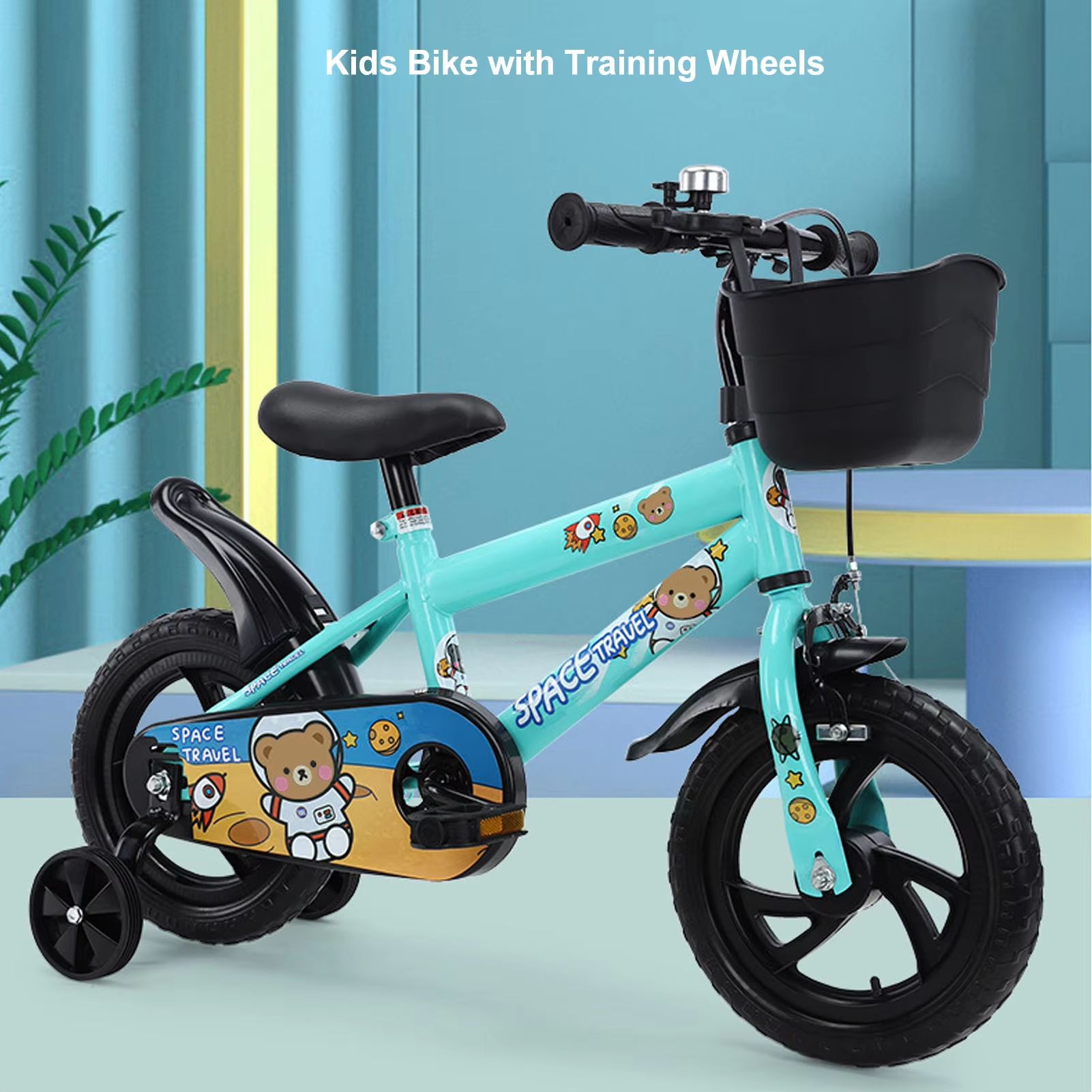 12 Inch Kids Bike with Training Wheels – Stable High Carbon Steel Toddler Bicycle (Green)