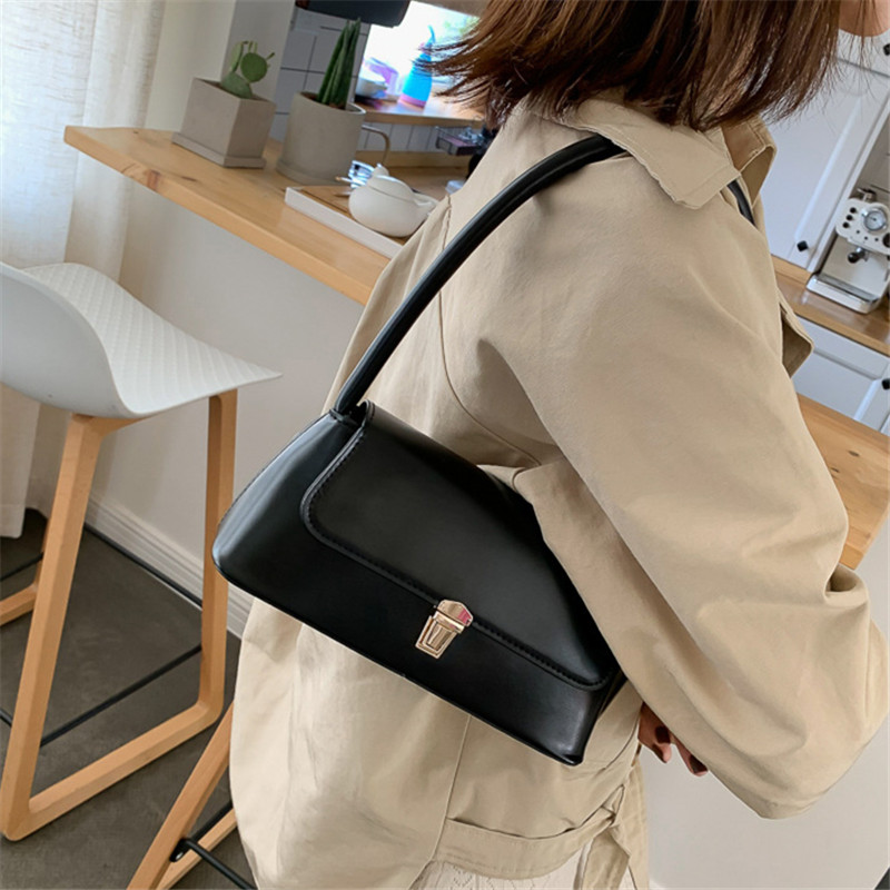 Elegant Mini Top Handle Bag Classic Rectangular Purse Sleek Leather with Gold Clasp