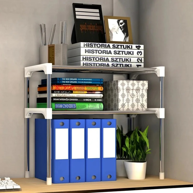 Stainless Steel 2-Layer Microwave Oven Shelf: Detachable Rack for Kitchen Organization and Home Storage
