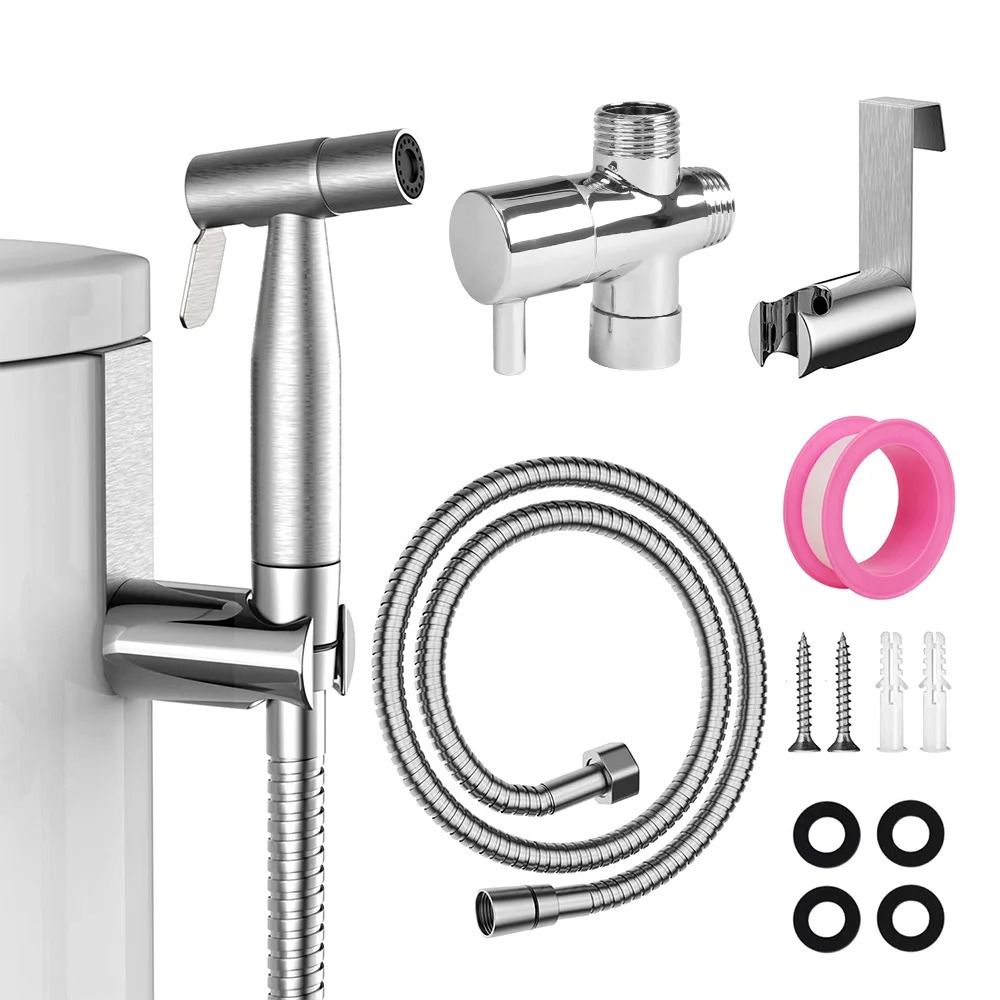 Handheld Bidet Sprayer Set Stainless Steel Toilet Spray Gun with Self Cleaning Nozzle