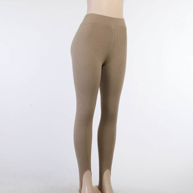 Women's Ribbed Cotton Knit Leggings, Female Stretch Skinny Leggings