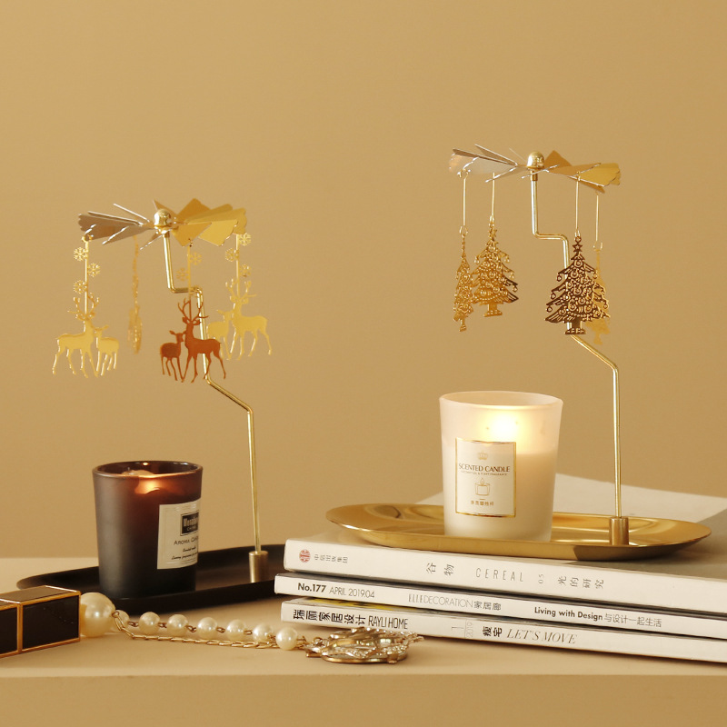 Creative Swing Windmill Tray Rotating Candlestick Scented Candle Romantic Walk Horse Lamp Gift