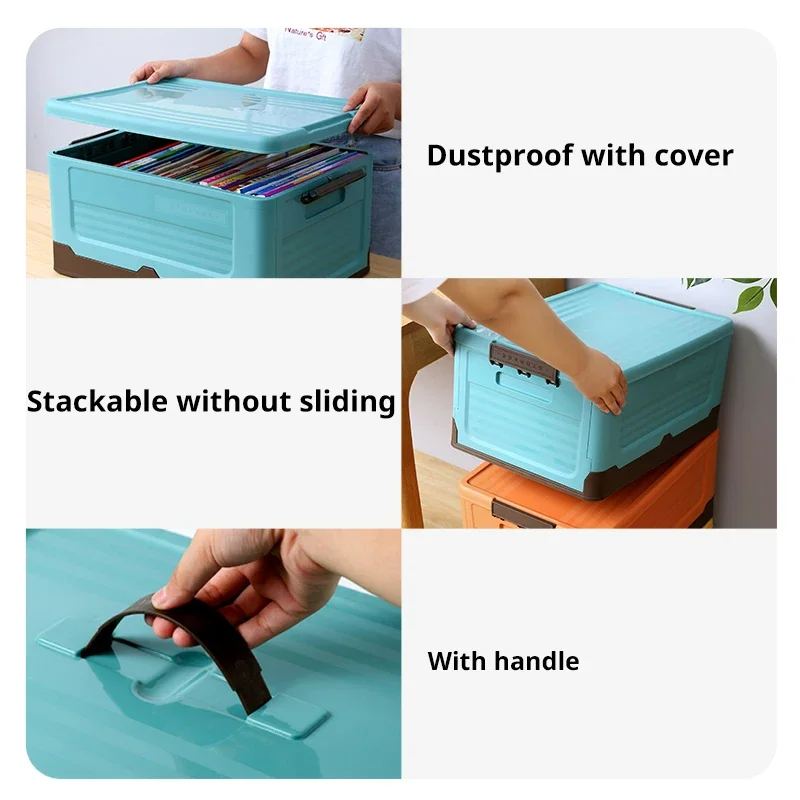 Folding Storage Box, Multi-Function Foldable Organizer, Plastic Sundries Storage Supplies Container, Easy to Use Box
