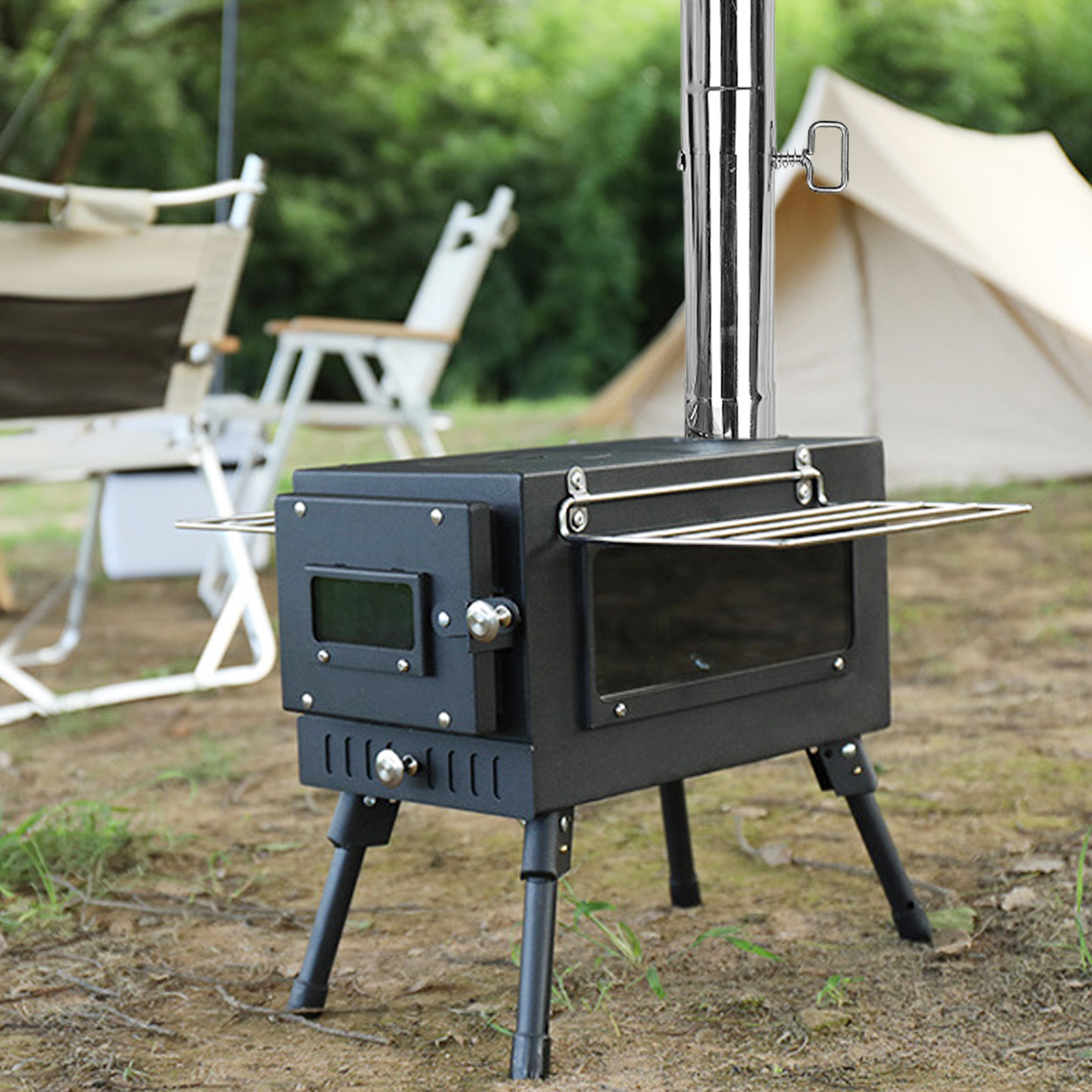 Stainless Steel Tent Stove Chimney Pipe Heat Shield Guard Adjustable Camping Stove Pipe