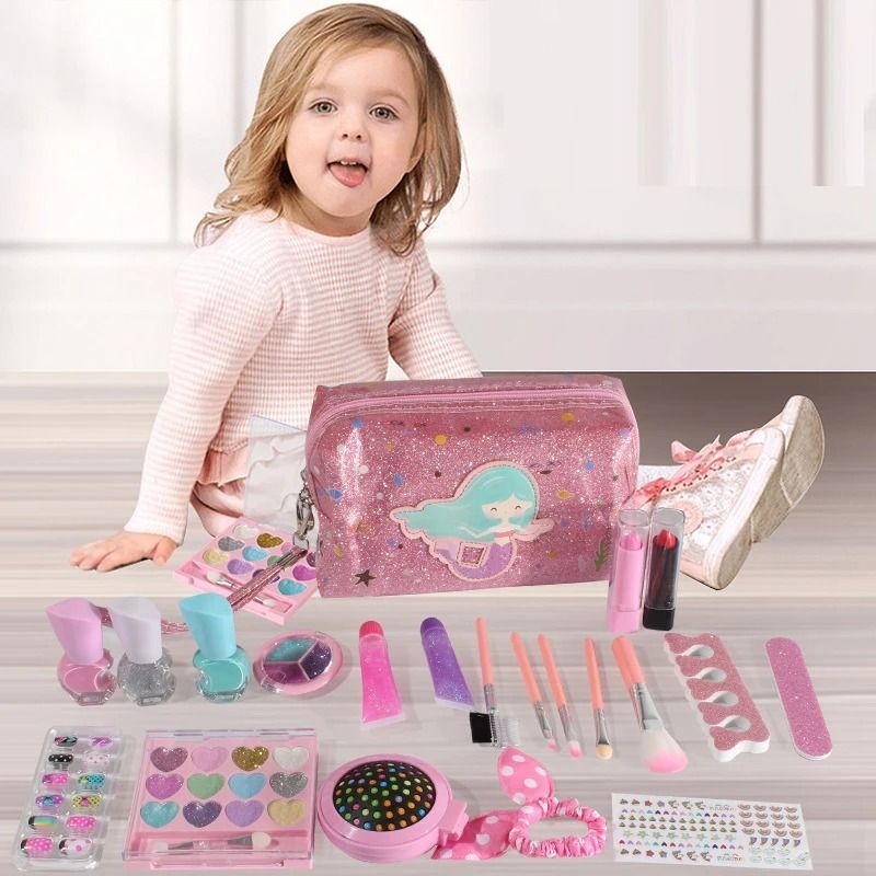 Fashion Kids Cosmetics Make Up Set Safe Washable Princess Beauty Pretend Play Toys