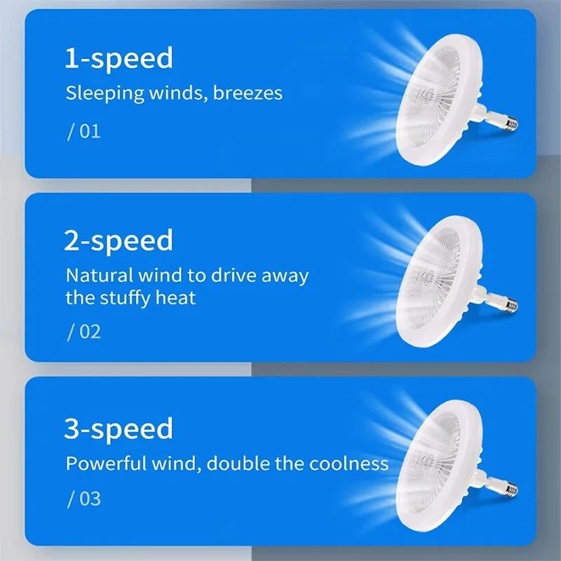 2-in-1 Ceiling Fan Lamp with Adjustable 3-Speed Fan and Dimmable E27 LED Light