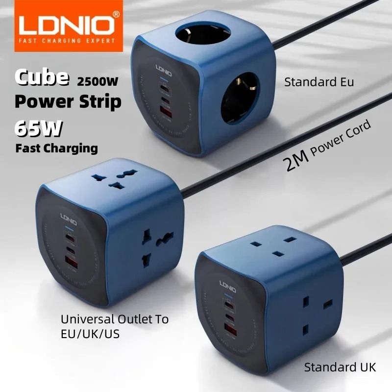 Cube Charging Station with USB Sockets and Surge Protection